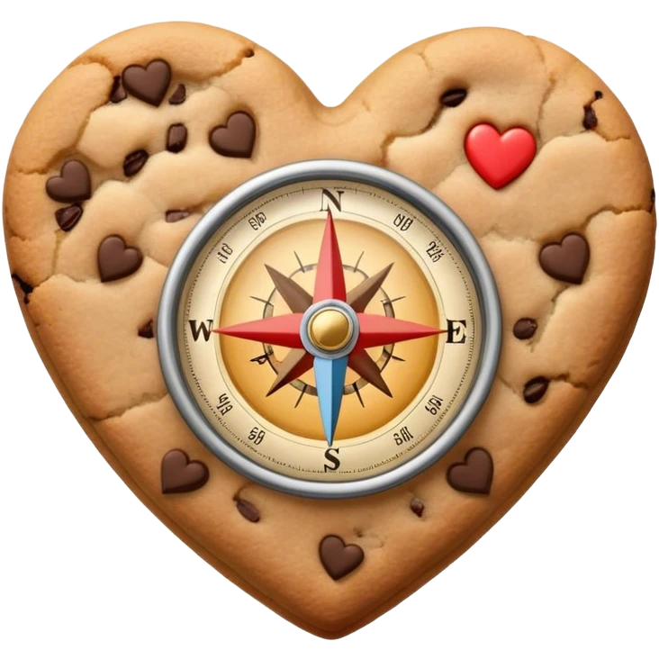 cookie heart with compass emoji