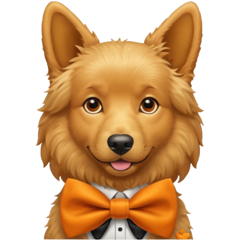 golden dog with orange bow tie emoji