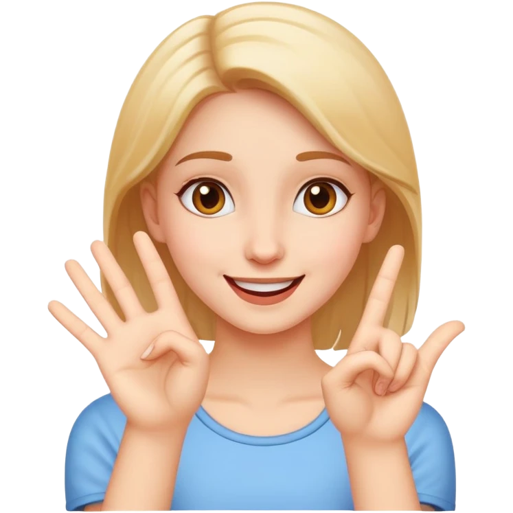 happy girl with stop hand gesture emoji