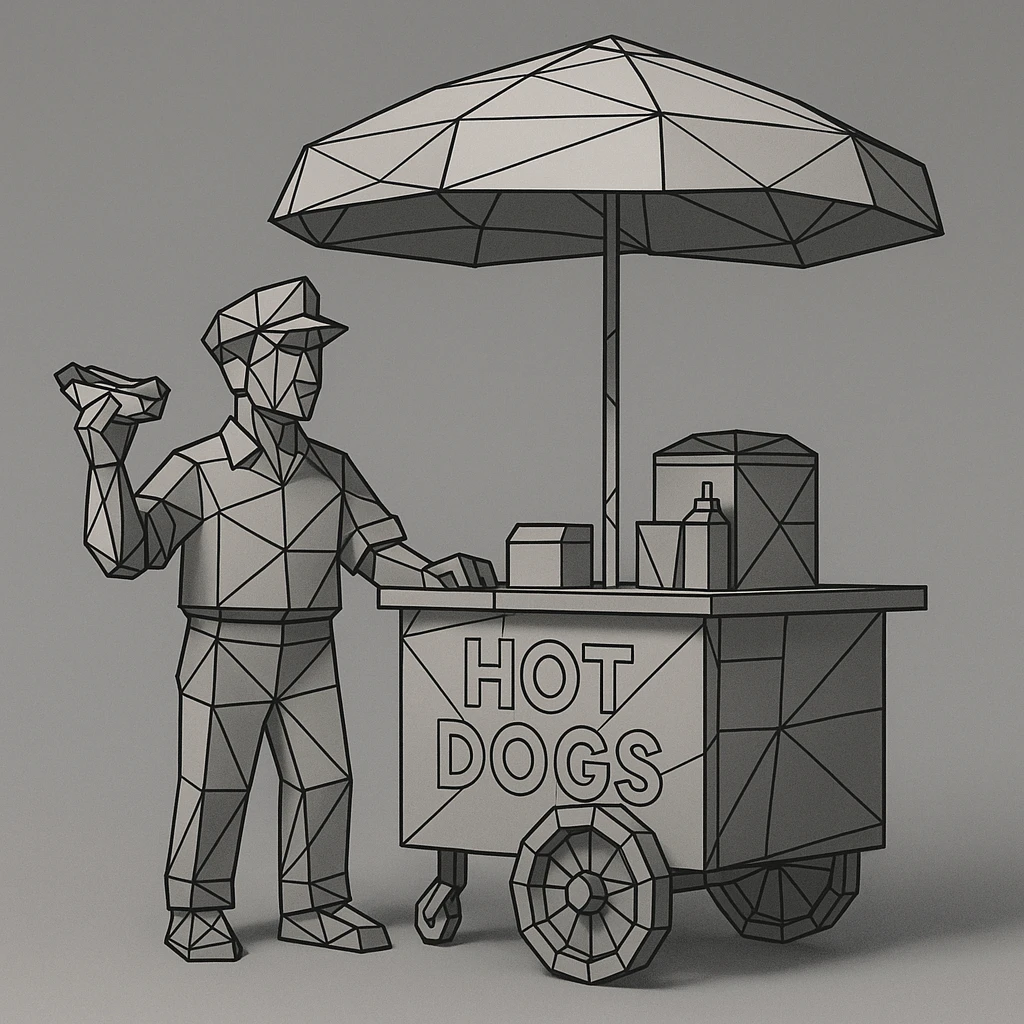 hotdog seller in New York with cart emoji