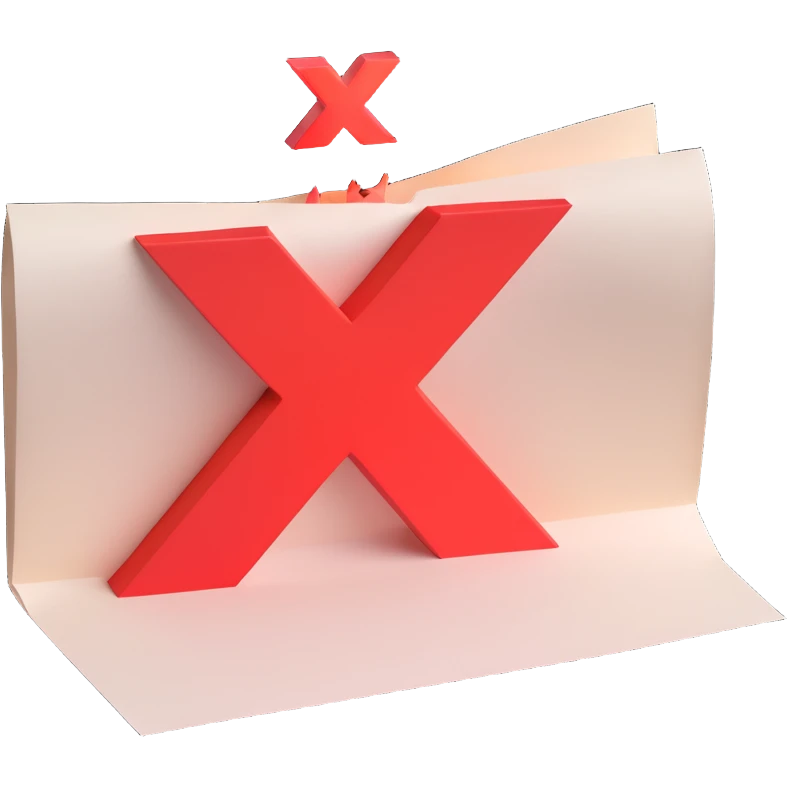 Paper with a red glowing x on top side emoji
