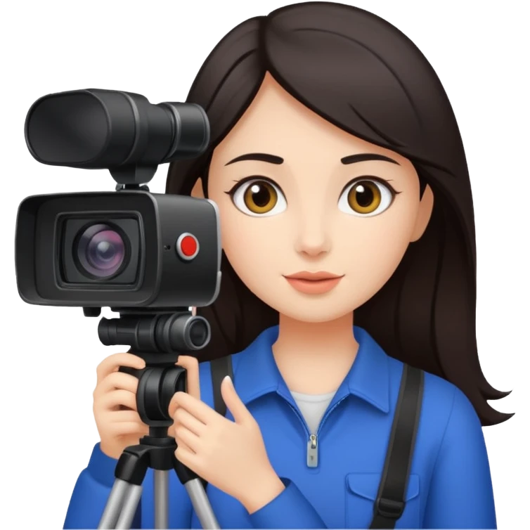 quiero crear una chica con una camara como si estuviese grabando vlog con el pelo oscuro  emoji