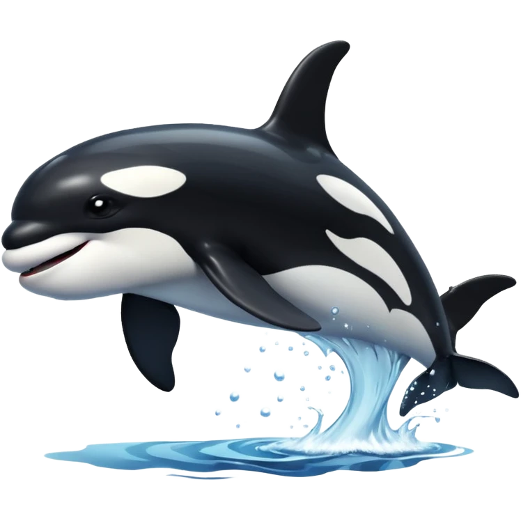 I want a realistic emoji of an orca whale leaping from the water with the moon illuminating the sky and reflecting on the sea. emoji