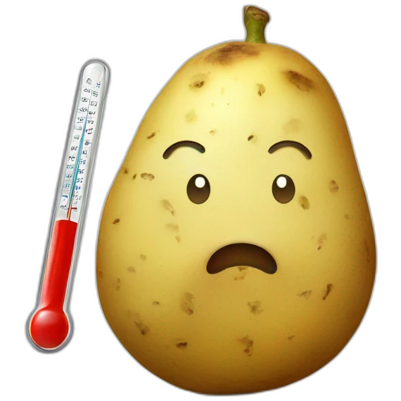 a potato with a thermometer in its mouth emoji
