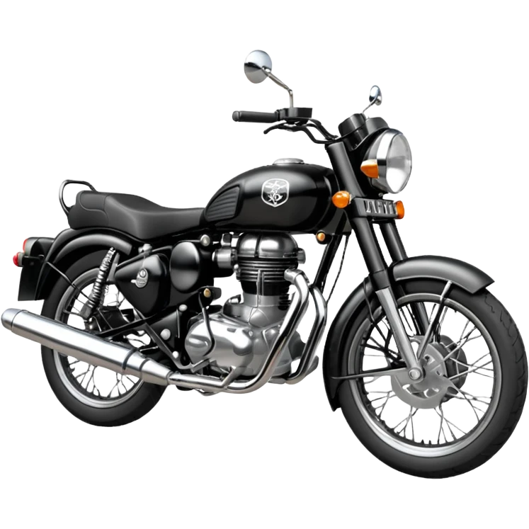 Black royal Enfield with white logo facing right side emoji