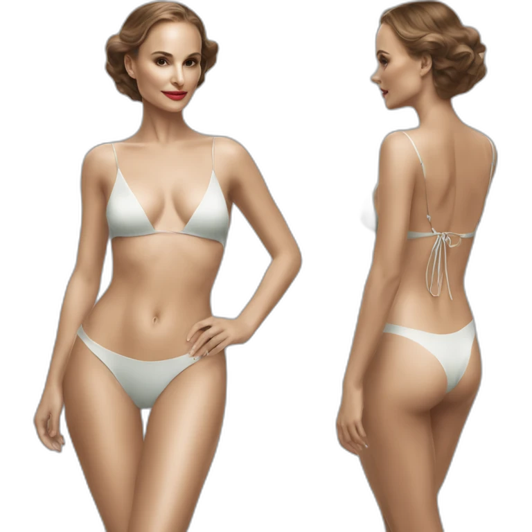 sexy natalie portman back on high heels swimming suit long legs posing relax emoji