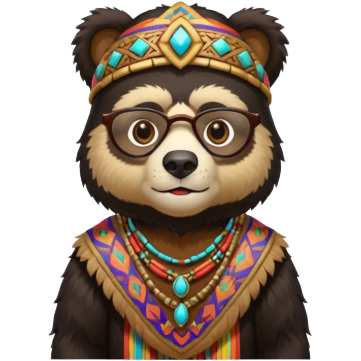 spectacled bear in Inca costume emoji
