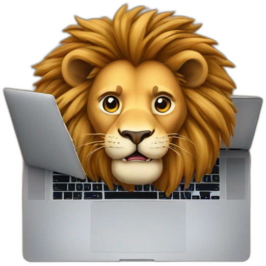 lion-typing-in-macbook-pro-14-inch emoji