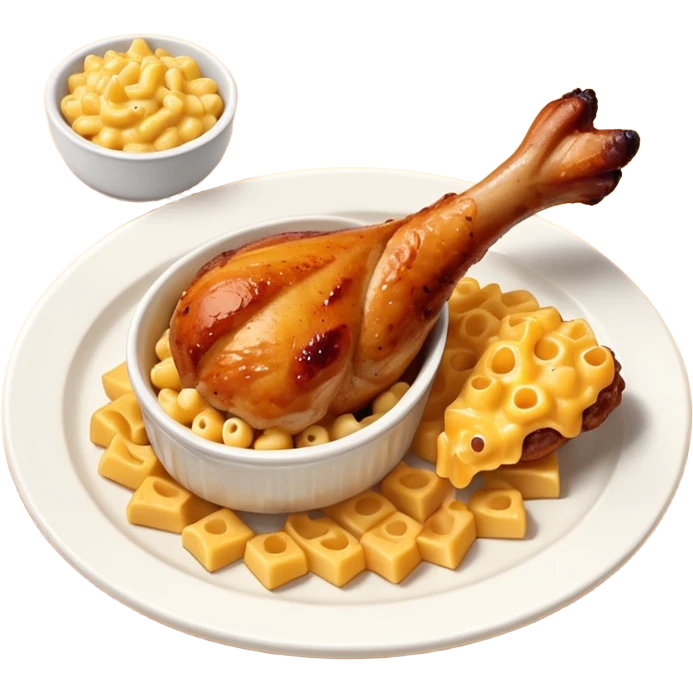 baked chicken leg with mac and cheese on the side emoji