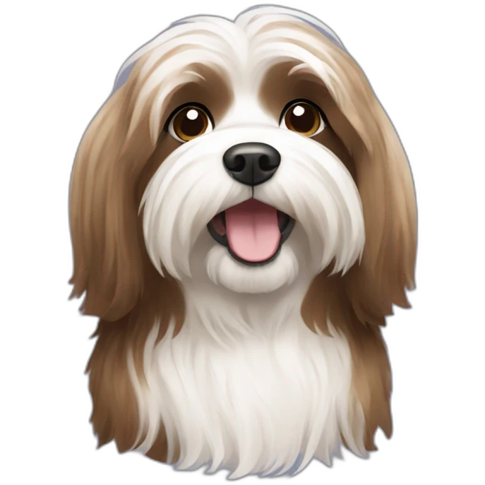Brown and white Havanese dog with long hair emoji