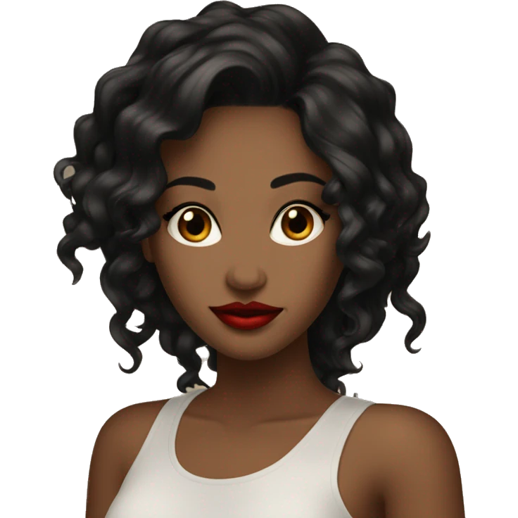 pretty-messybunblackhair-carameltone-woman-red-lips- emoji