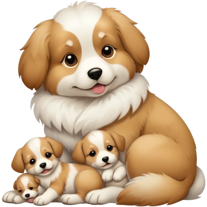 Dog nursing her puppies emoji