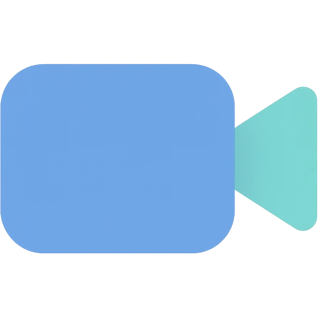 Video camera icon, flat emoji style, outline with blue and turquoise colors emoji