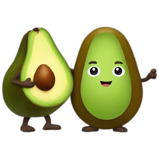 Kiwi and avocado holding hands emoji