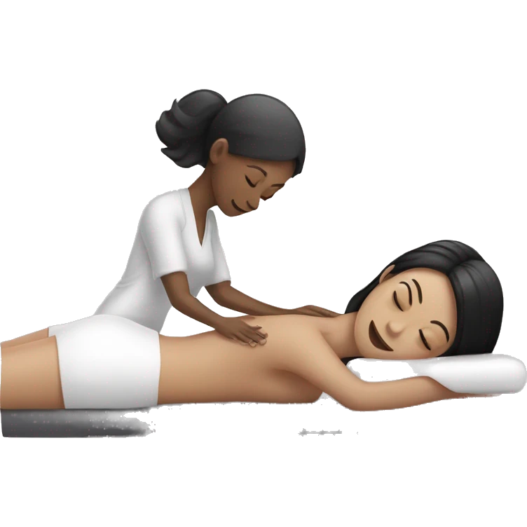 black hair pale skin girl getting back massage emoji