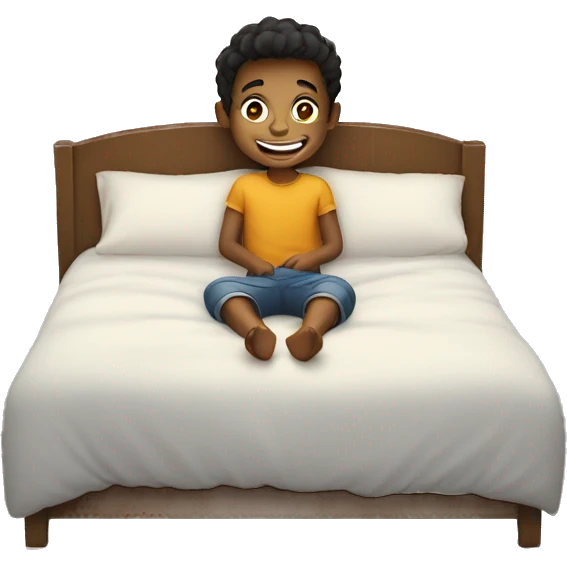 smiling boy on the bed emoji