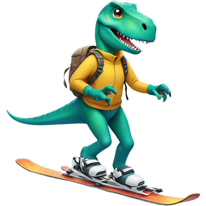 Dinosaur on skis emoji