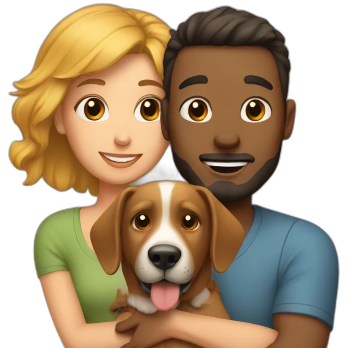 Couple with dog emoji