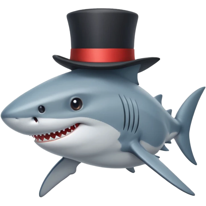 Shark with a top hat emoji
