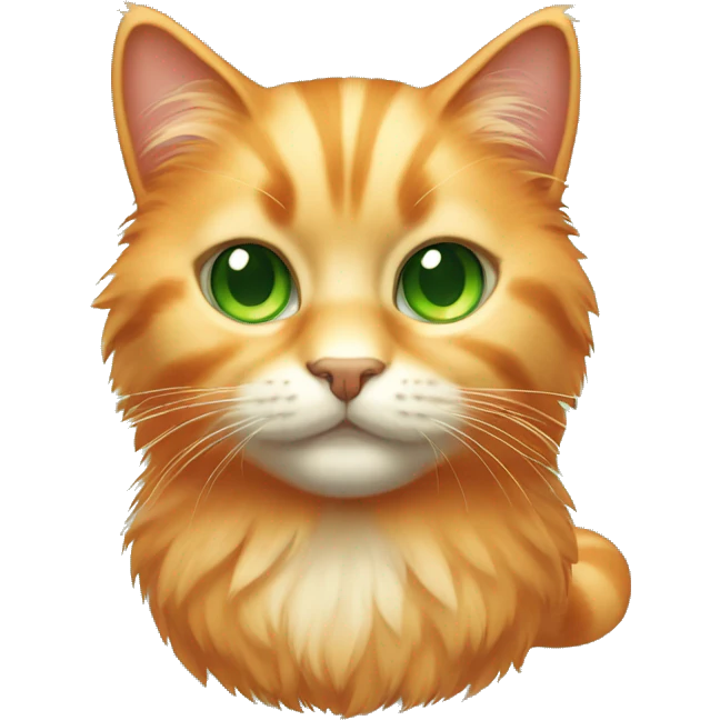 Fluffy light orange cat with green eyes emoji