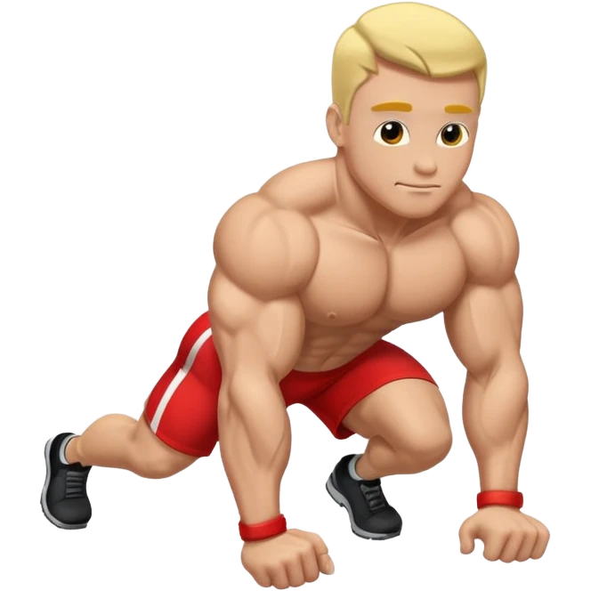 Bodybuilder bold doing pushups emoji