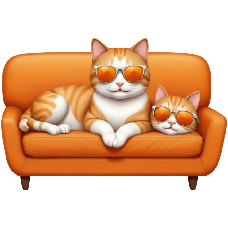 happy cat lounging on a couch wearing sunglasses emoji