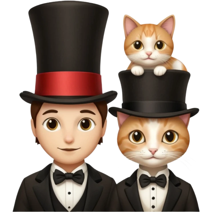 magician couple and their pet cat emoji