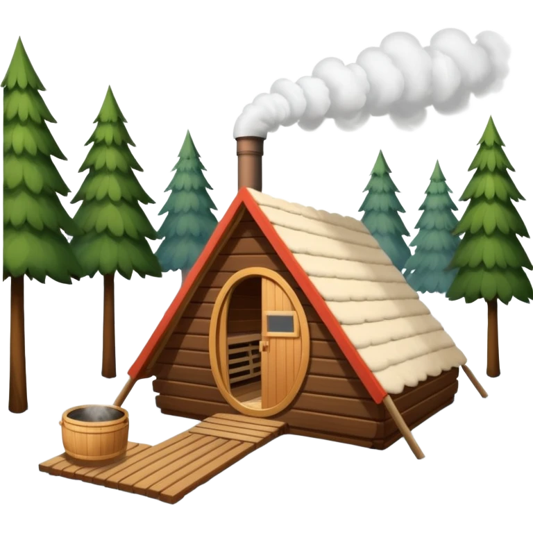 la tent that is a sauna and its smoke out the pipe try one with snow and trees around also
ag den mer som en rundt firkant og sort, også kan det stå SAUNA på emoji