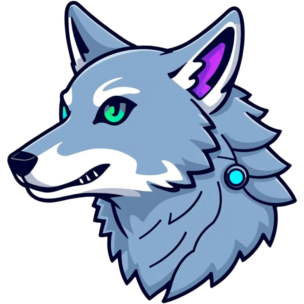 cyber wolf with holographic interface elements emoji