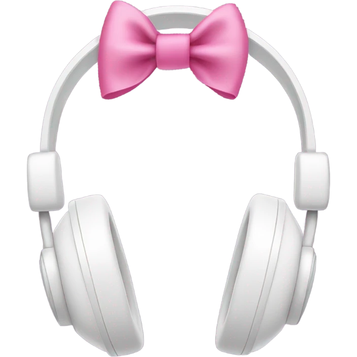 White headphones with a pink bow on the side of them emoji