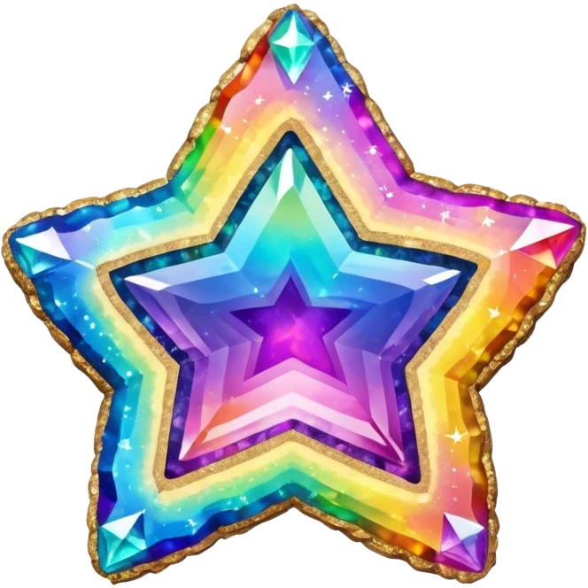 hd detailed glittering vibrant rainbow holographic star shaped geode emoji