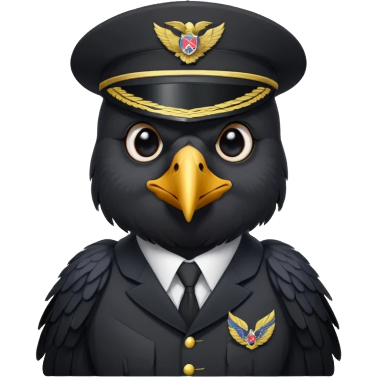eine kleiner schwarzer rabe im military stil,   emoji