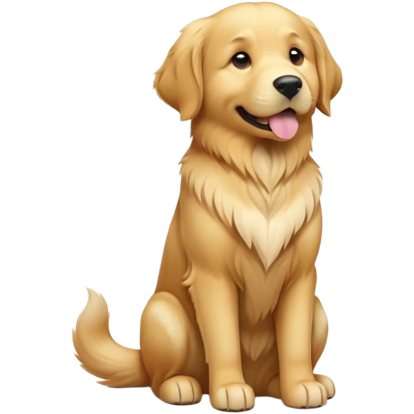 cinematic-[golden retreiver]-realistic-full-body-sitting-emoji,-tail-resting-loosely-beside-its-paws,-head-tilted-dramatically,-sleek-[golden]-fur,-simplified-yet-realistic-focused-features,-highly-detailed,-glowing-with-an-almost-sarcastic-glow emoji