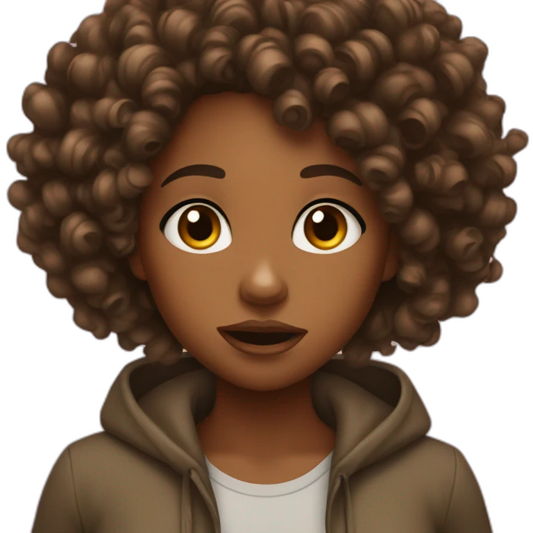 black girl shocked brownskin curly hair emoji