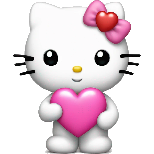 hello kitty holding a pink heart emoji