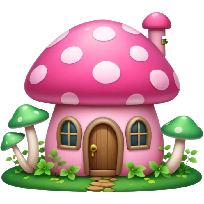 Pink girly mushroom house covered in vines emoji