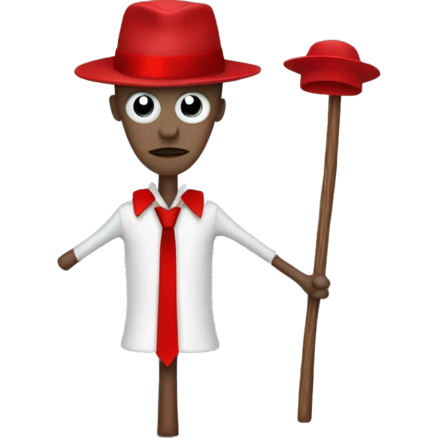stick man with red tie and hat with red detail   emoji