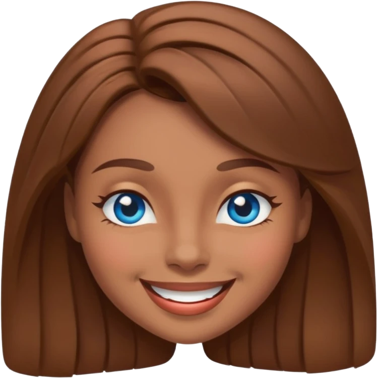 mulher morena de olhos azuis sorrindo e piscando um olho emoji