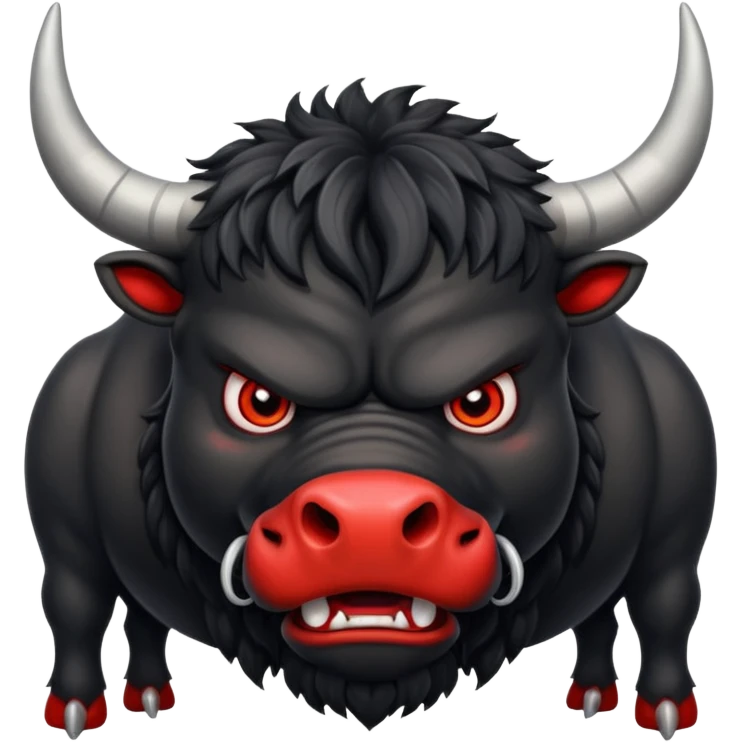 angry black bull with red eyes emoji
