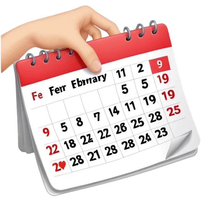 Flipping the calendar of February emoji