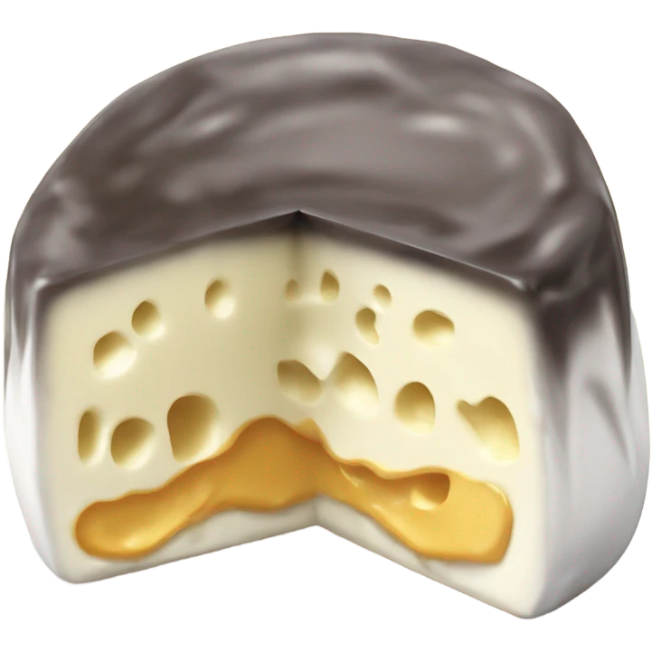 Gooey white cheese ball sliced in half emoji