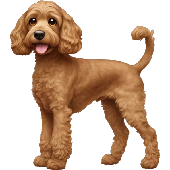 Cockapoo dog with hind leg lifted sideways emoji