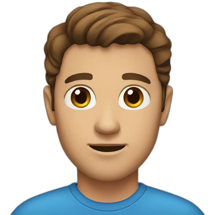 a man with brown hair, brown eyes, and a blue shirt emoji