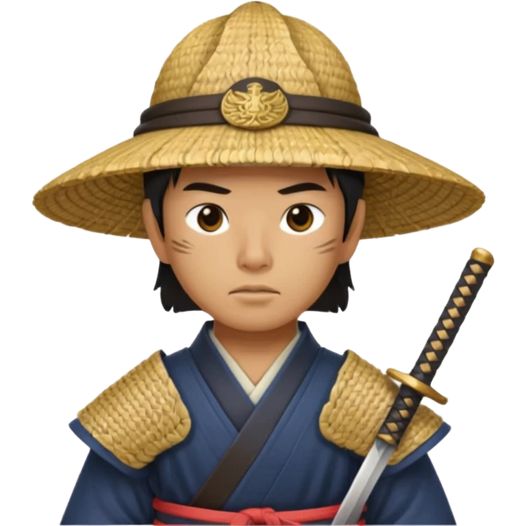 Samurais in Hat, Samurai with straw hat and sword sheath emoji