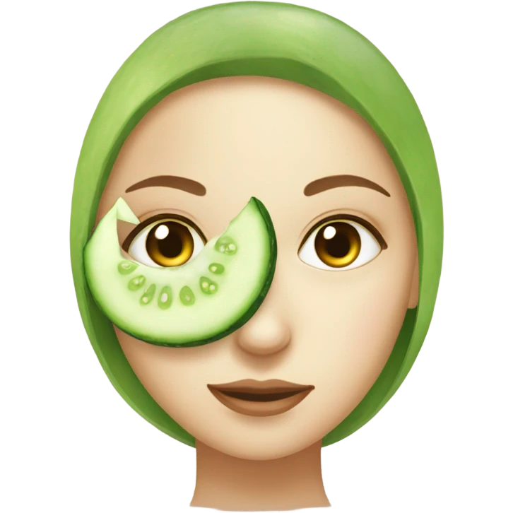 A girl with cucumber spa on her eyes  emoji