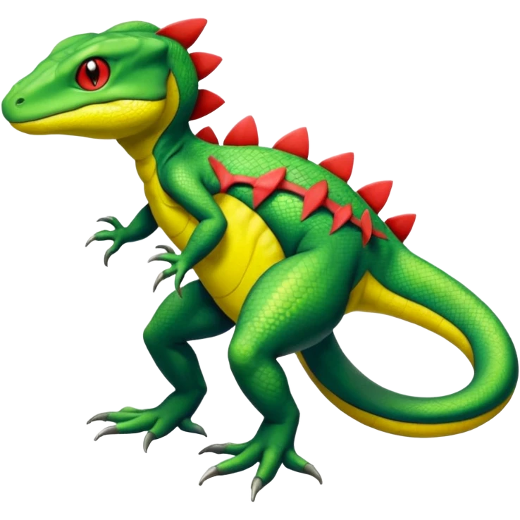 Genesect-lizard-Salandit-Treecko-Kecleon-Fakémon-Pokémon-hybrid-creature (full body)  emoji