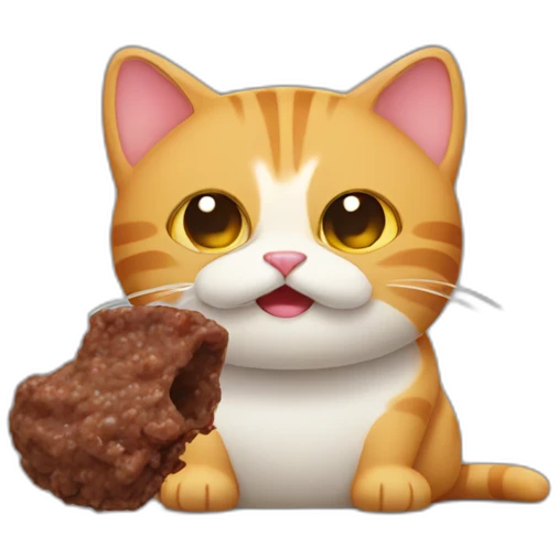 cat eating his poop emoji