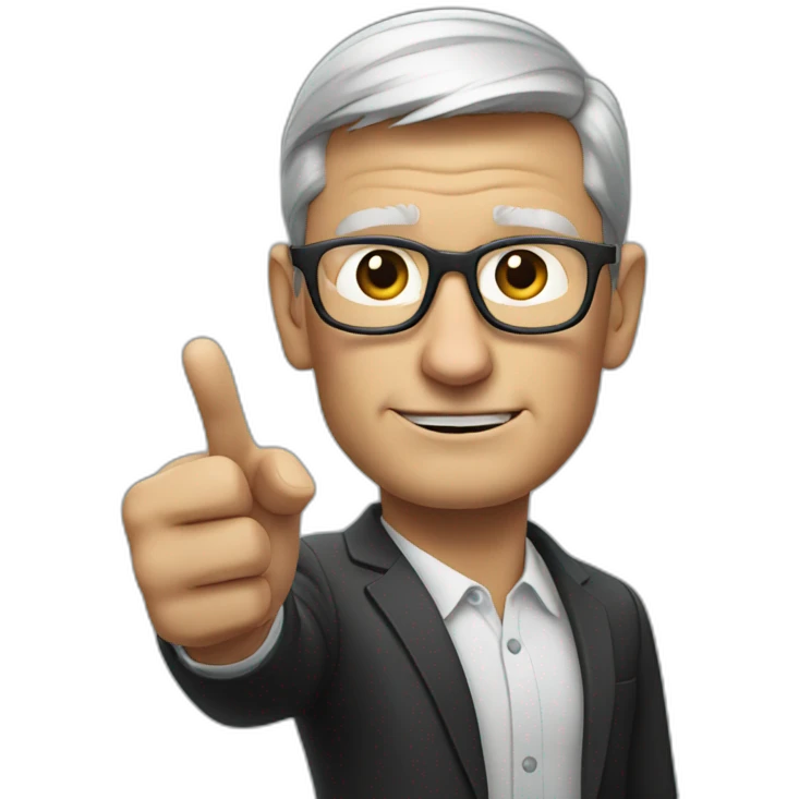 Tim Cook looking and pointing left emoji