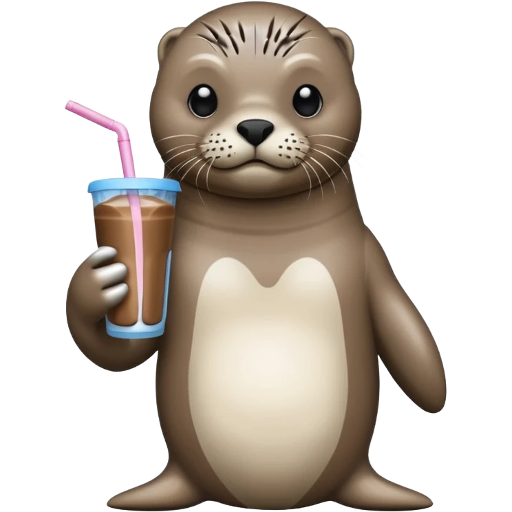 Seal drinking a protein shake emoji