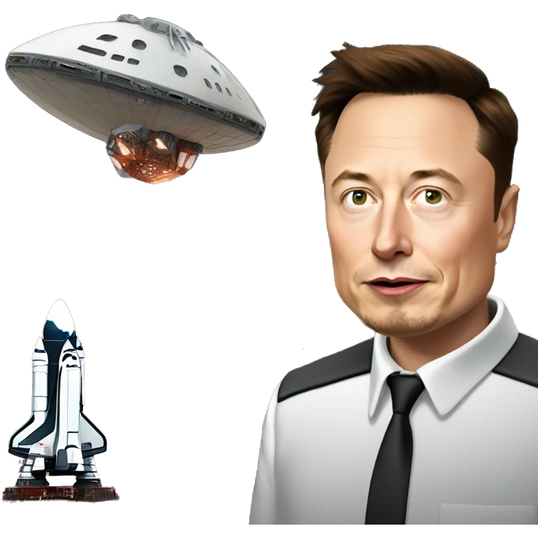 Elon musk senting a spaceship to Mars emoji